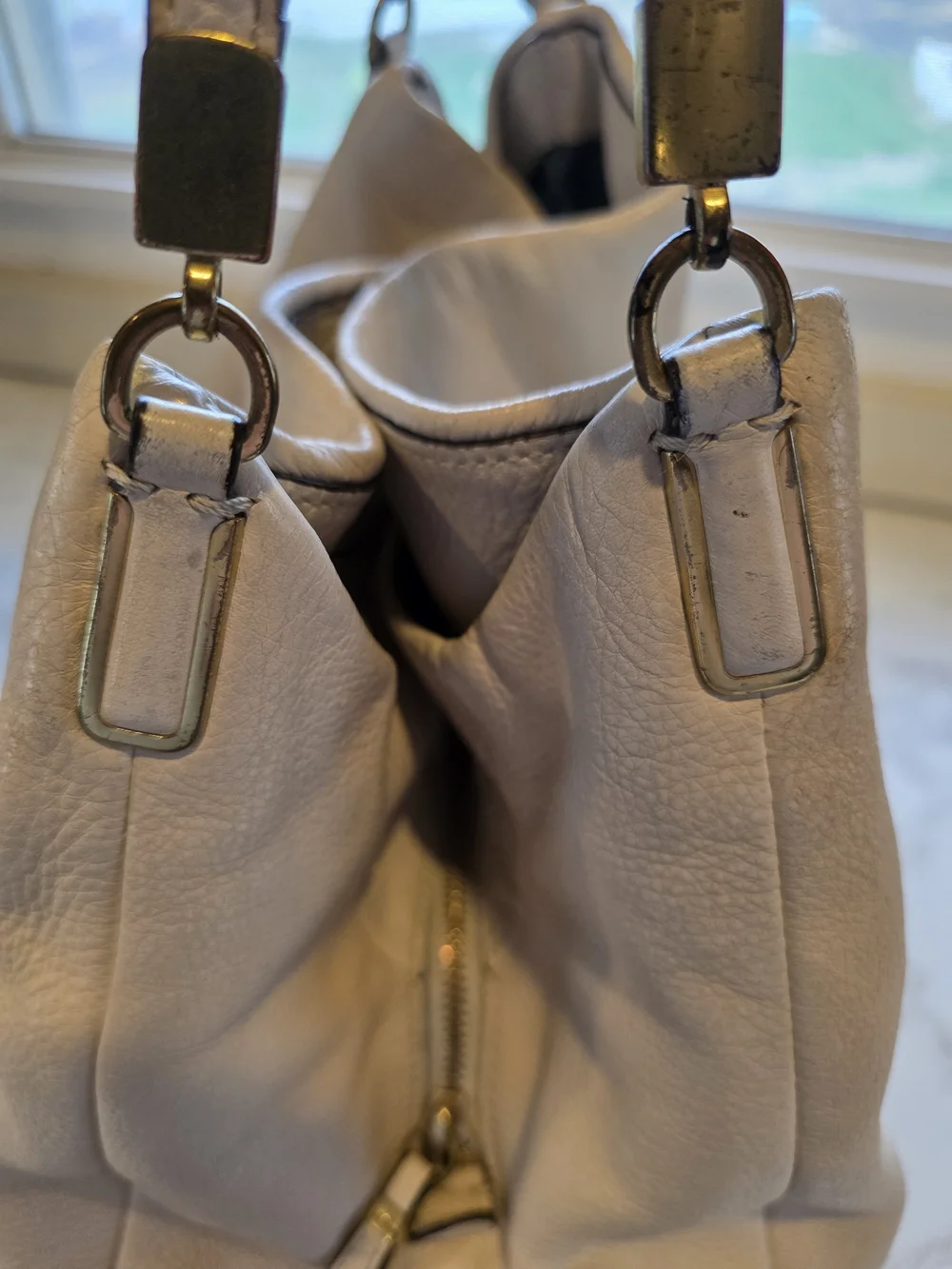 Vintage Coach cream pebbled leather hobo bag slouchy Y2K - Picture 6 of 14